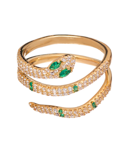 Кольцо-змея, 3 оборота, золото