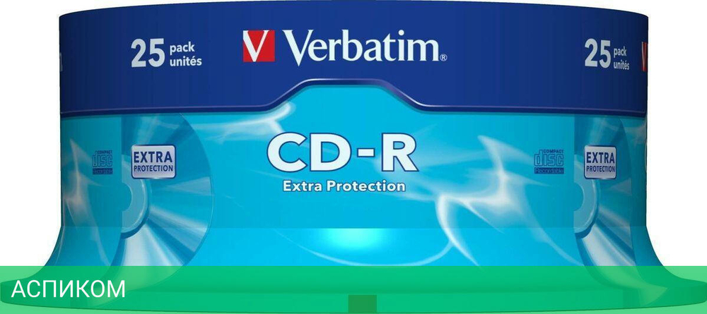 CD-R диск Verbatim 700MB 52x DataLife Cake Box (43432)