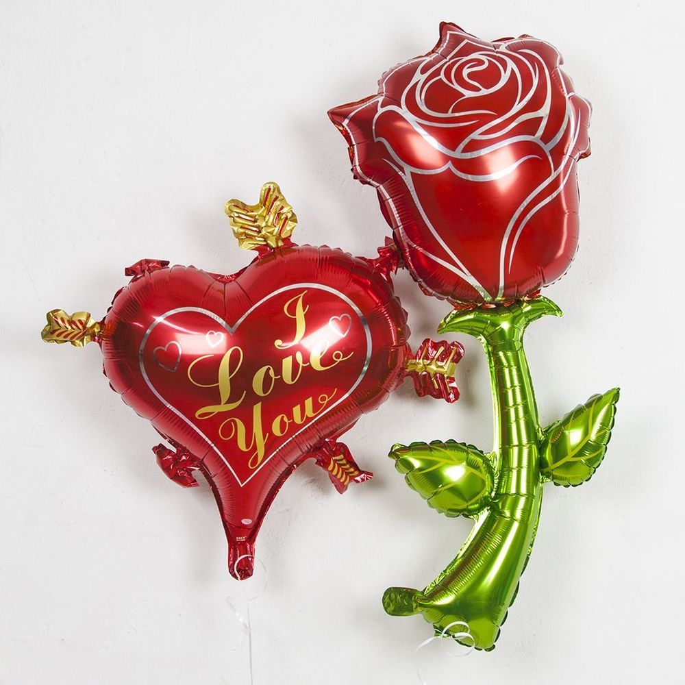 Шар (28"/71 см) Сердце, Стрелы Амура, Красный 1 шт.