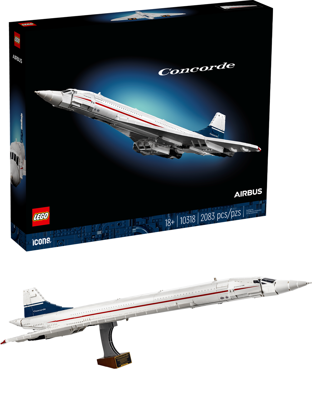 Конструктор Лего Айконс Конкорд 10318 | LEGO Icons Concorde коллекционная модель сверхзвукового самолёта 2083 детали 18+