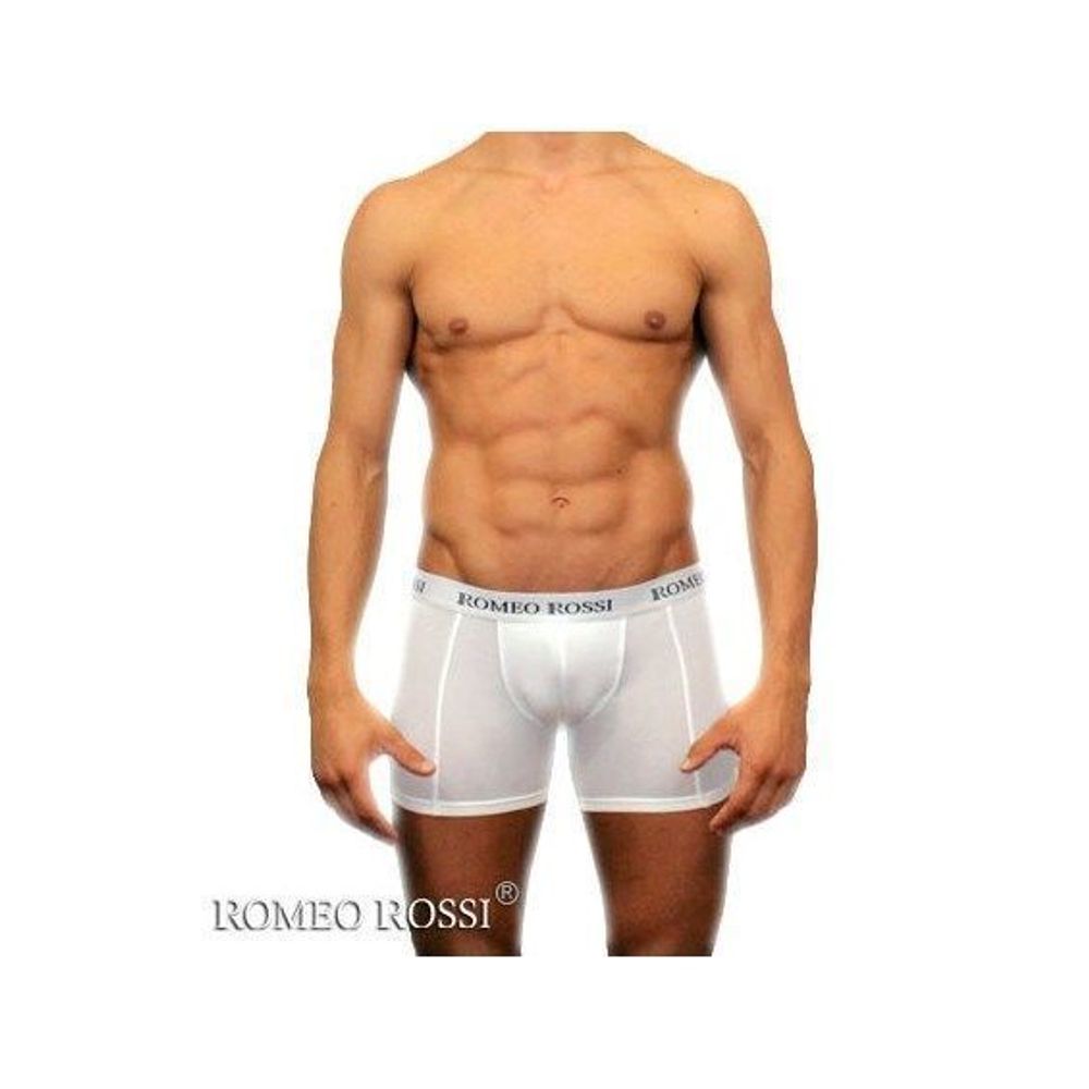 Мужские трусы боксеры удлиненные c резинкой Romeo Rossi белые RR7001-01