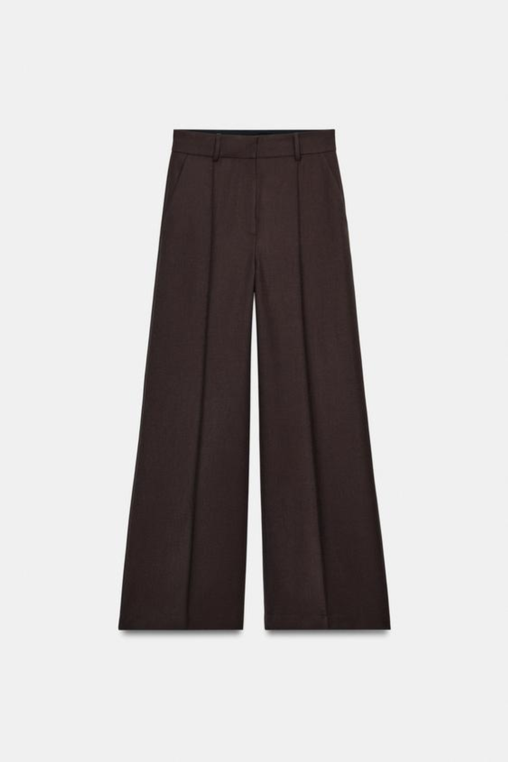 ZARA БРЮКИ MINIMAL WIDE LEG — ZW COLLECTION, КОРИЧНЕВЫЙ