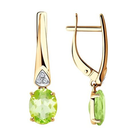 Серьги из золота с хризолитом