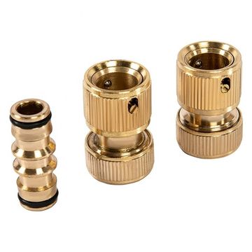 Набор для подключения шланга 1/2", (переходник, 2 соединит.аквастоп), латунный Palisad 66210