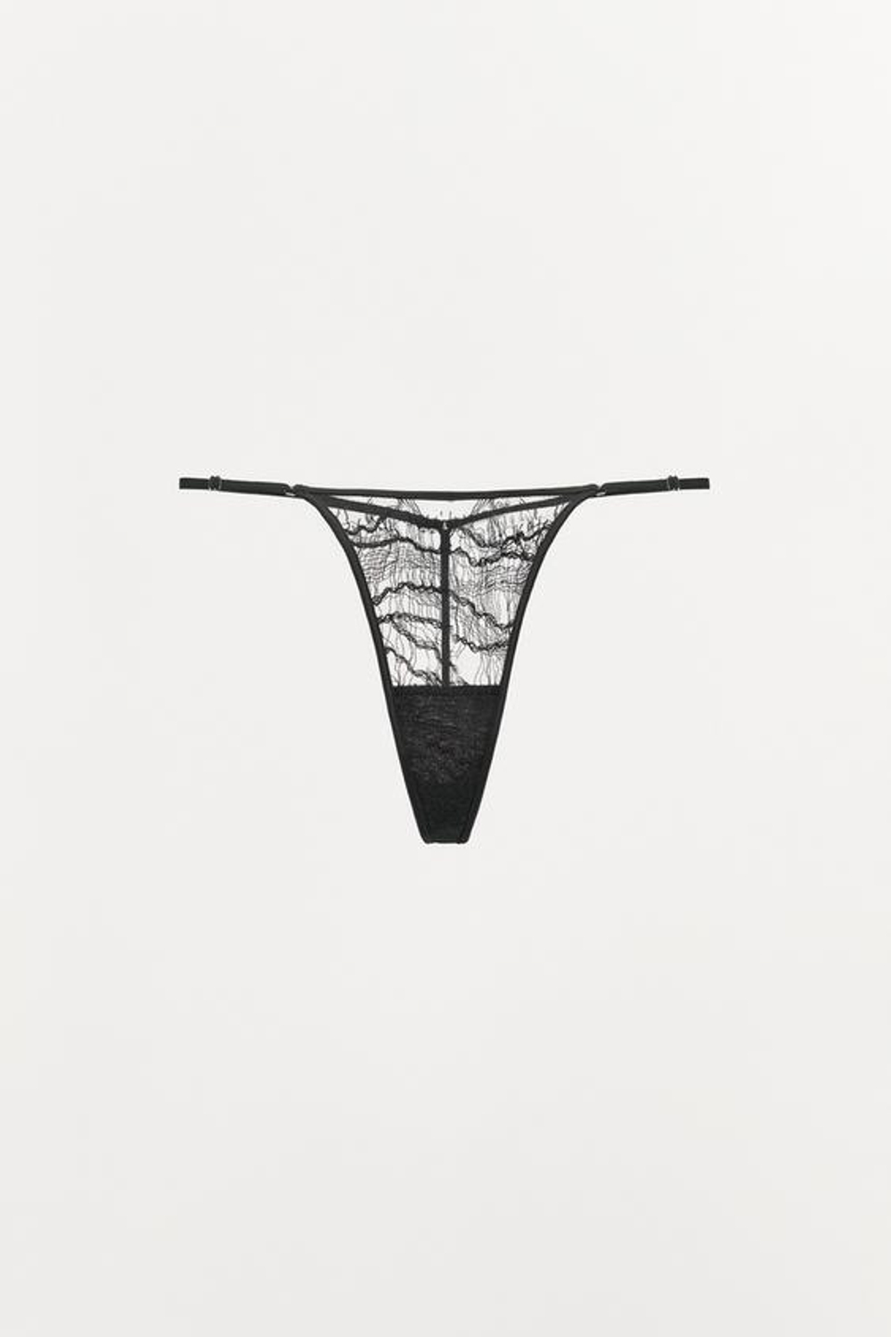 ZARA КРУЖЕВНЫЕ ТРУСЫ ТАНГА LIMITED EDITION, ЧЕРНЫЙ