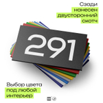 Номер на дверь 291, табличка на дверь для офиса, квартиры, кабинета, аудитории, склада, черная 120х70 мм, Айдентика Технолоджи