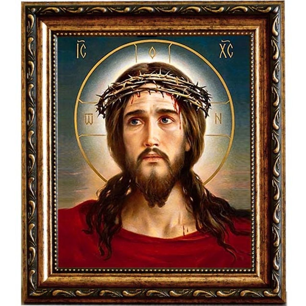 Иисус Христос в терновом венце. Икона на холсте.