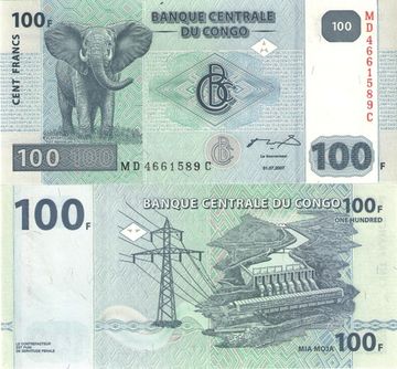 100 франков 2007 Конго