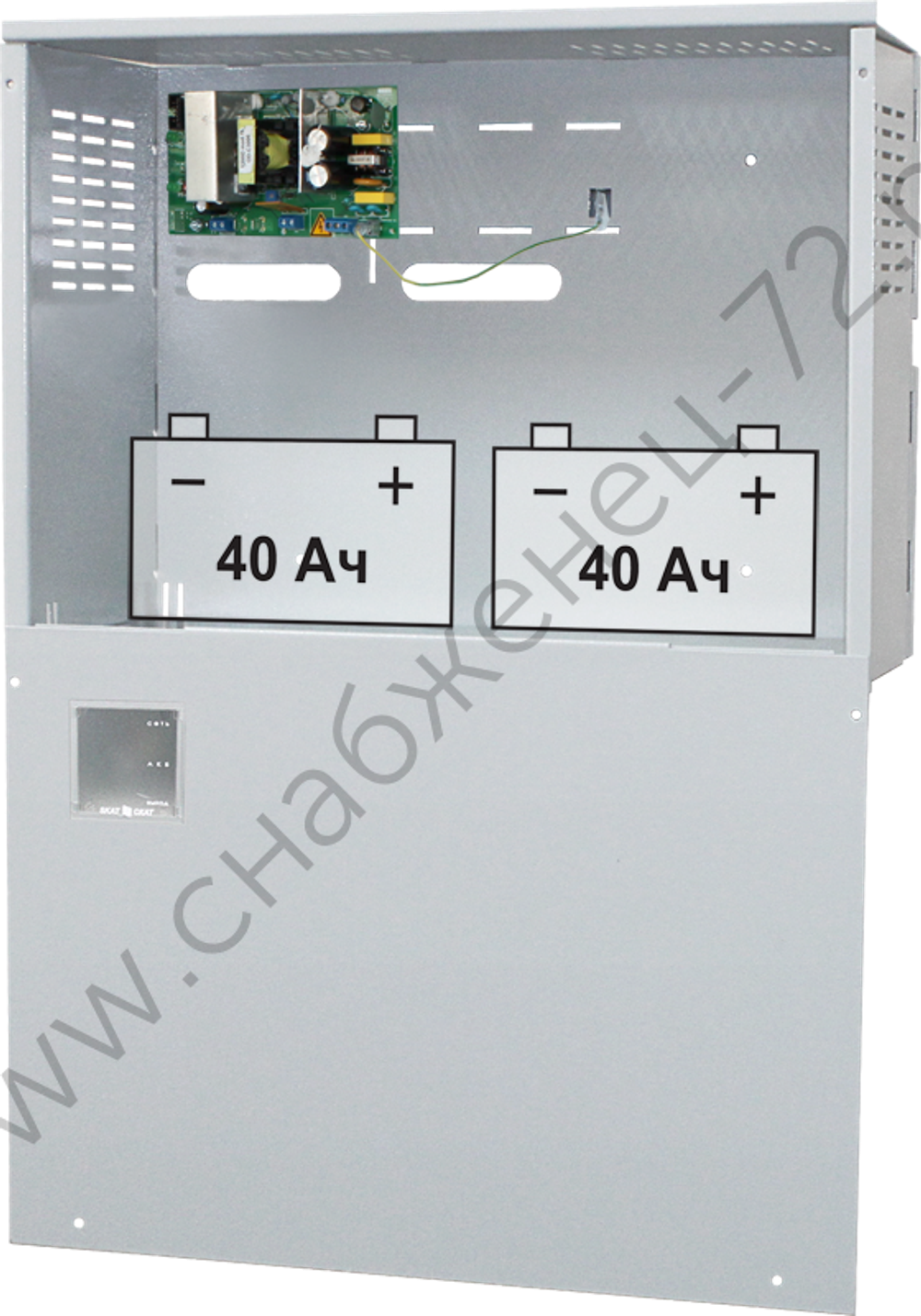 СКАТ-1200И7 исп. 5000 (СКАТ ИБП-12/5-2x40) источник питания 12В, 5А, корпус под