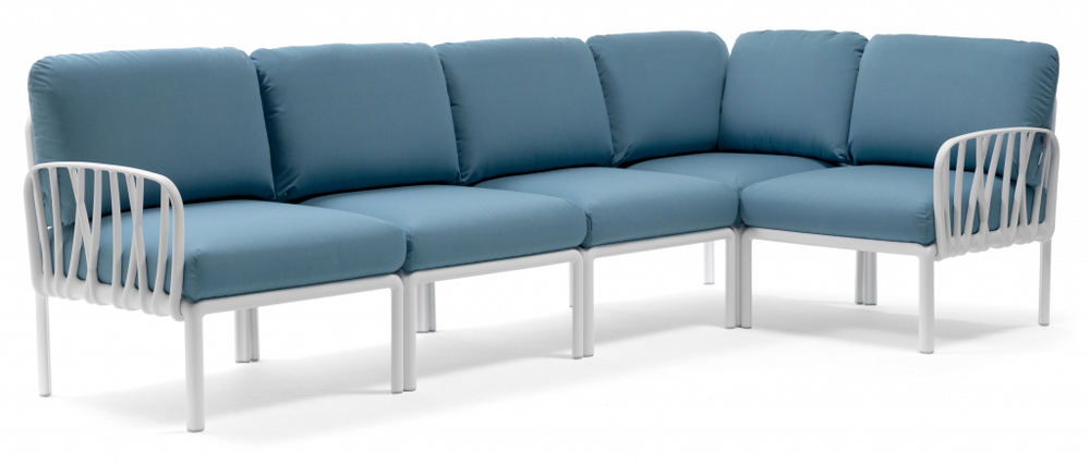 Диван пластиковый с подушками Nardi Komodo 5, белый, синий
