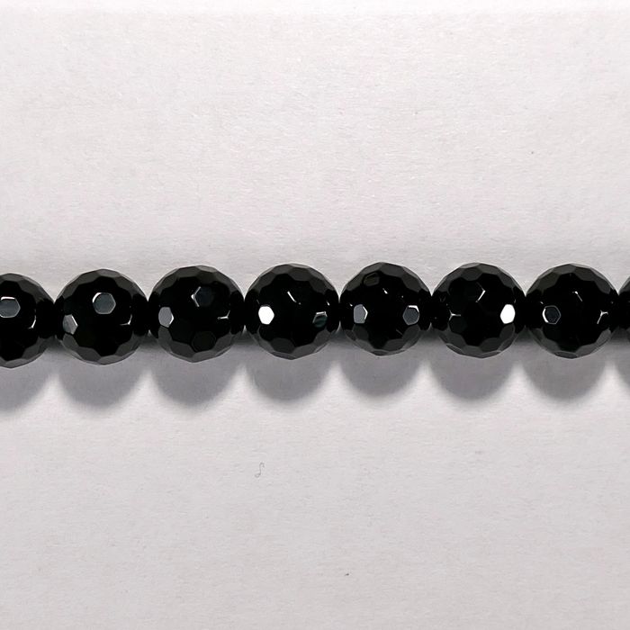 Бусина из оникса черного, фигурная, 8 мм (шар, граненая)
