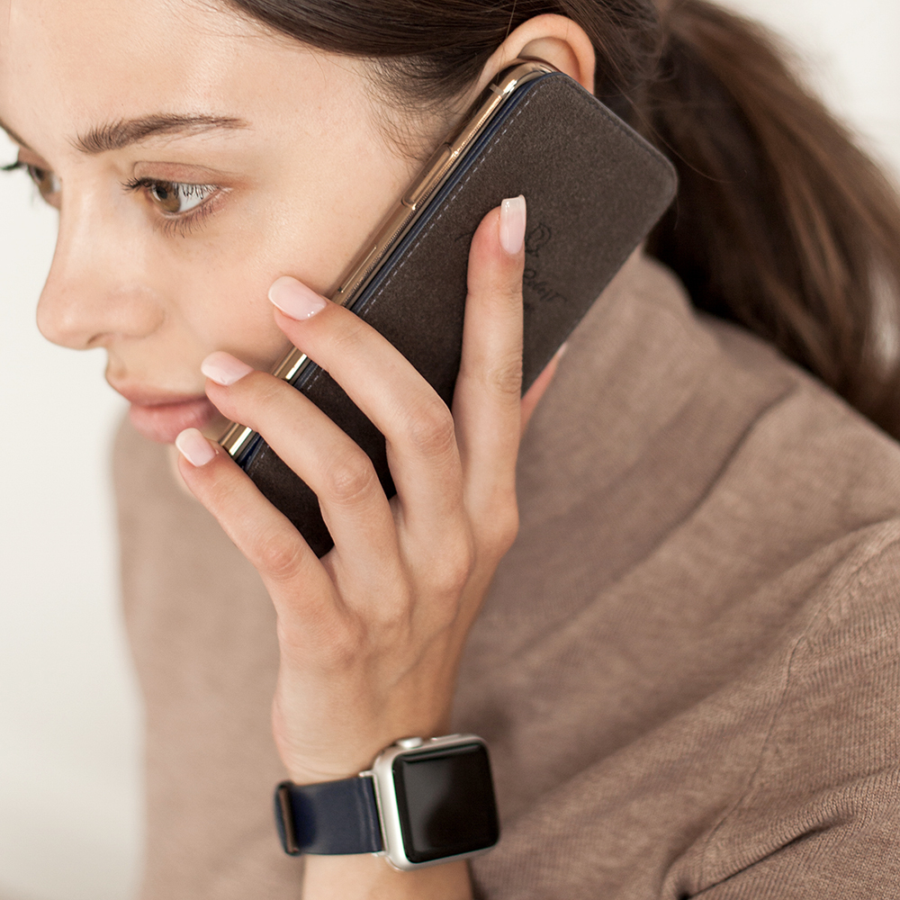 Чехол для iPhone X/XS из натуральной кожи теленка, цвета индиго