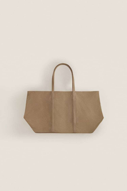 ZARA HOME БОЛЬШАЯ ТКАНЕВАЯ СУМКА-ТОУТ,  ХАКИ