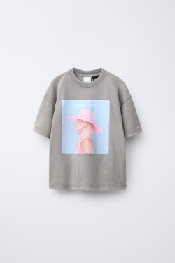ZARA ФУТБОЛКА С ПРИНТОМ LADY GAGA ©, СВЕТЛО-СЕРЫЙ