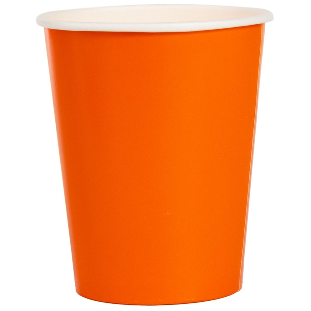 Стаканы бумажные в оранжевом цвете, 250 мл, 6 шт