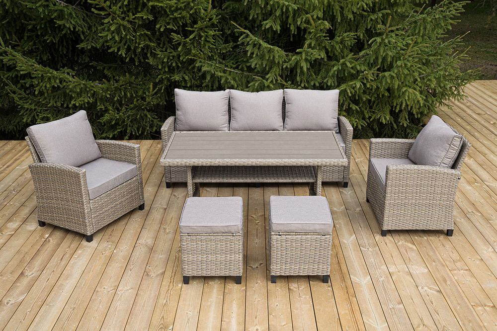 "Мэдисон" обеденная группа из искусственного ротанга, цвет соломенный