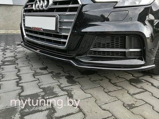 Сплиттер бампера переднего V.1 для AUDI A3 8V S-Line / S3 8V рестайлинг (17-...)