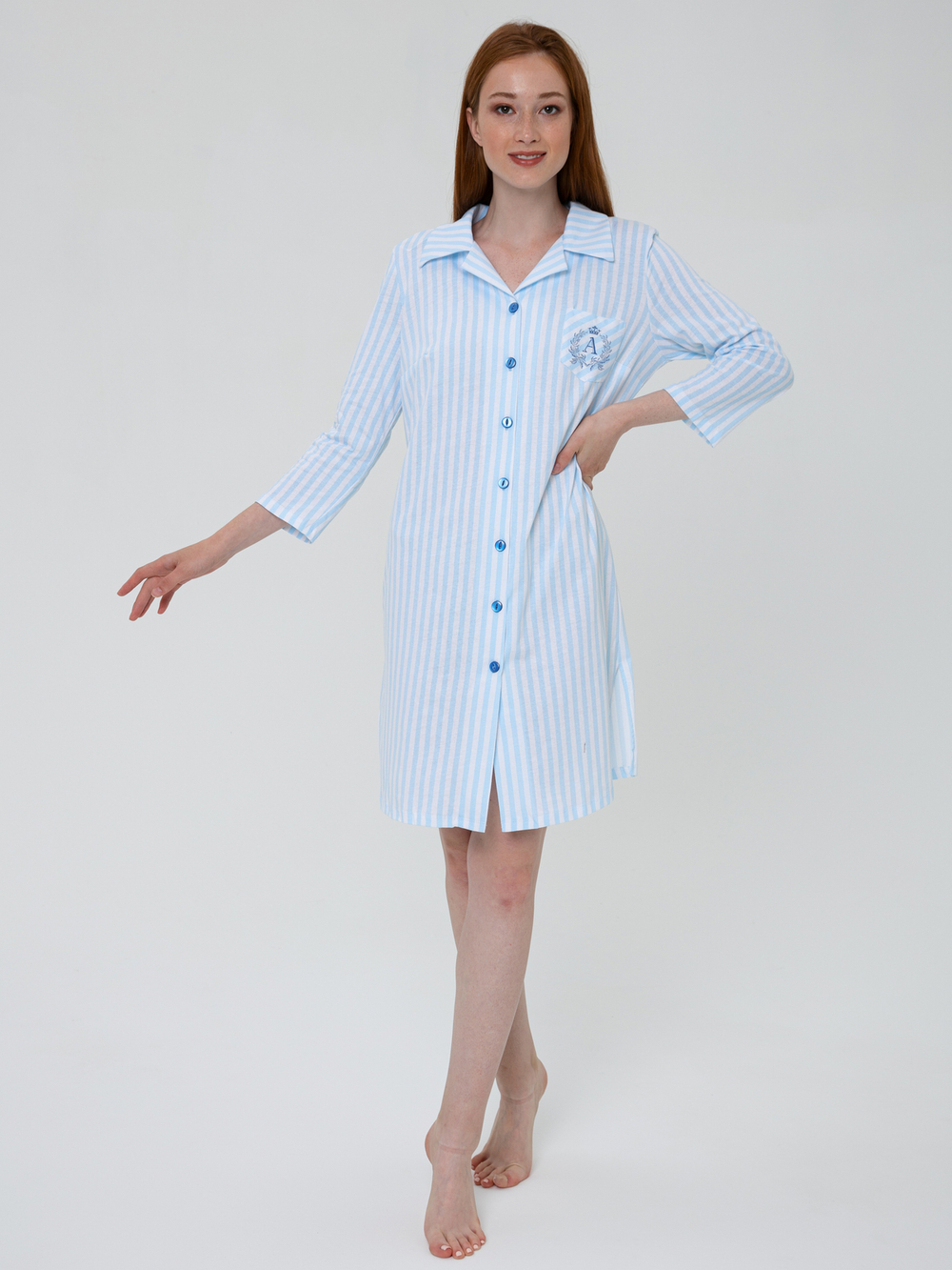 Туника Д-023П/белоголубая-полоса