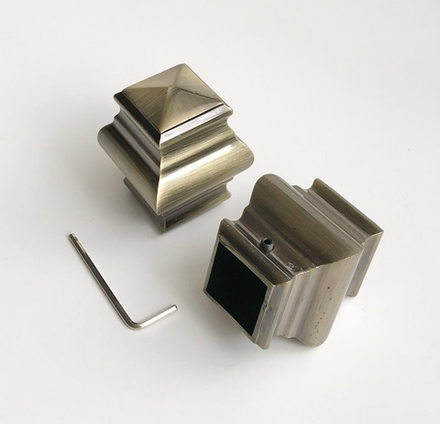 Наконечники Квадро для квадратных труб d20 мм, цвет античное золото