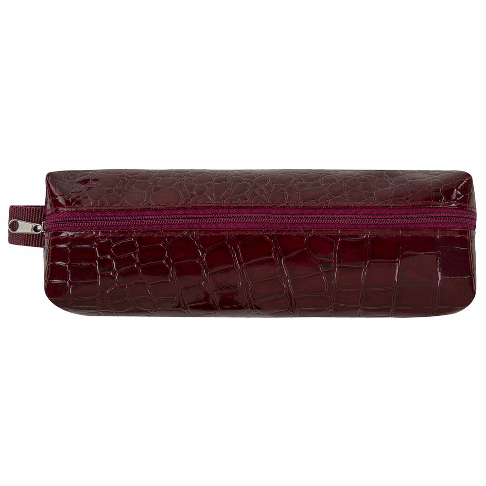Пенал-косметичка BRAUBERG крокодиловая кожа 20х6х4 см "Ultra maroon" (3 штуки в упаковке)