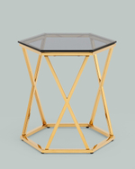 Журнальный столик Круз 48*42 стекло smoke сталь золото