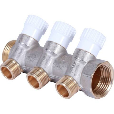 STOUT Коллектор распределительный 1" на три отвода 1/2" плоское уплотнение