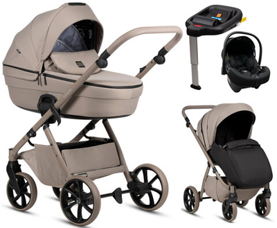 Детская коляска Tutis Uno 6 Plus Essential collection 4 в 1 с автокреслом Elo Lux EduSky Black и базой 1602172 Taupe с сумкой