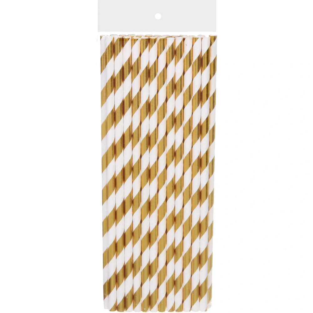 Трубочка для коктейля «Праздник» 19,5 см d-6 мм (набор 25 шт), Золото