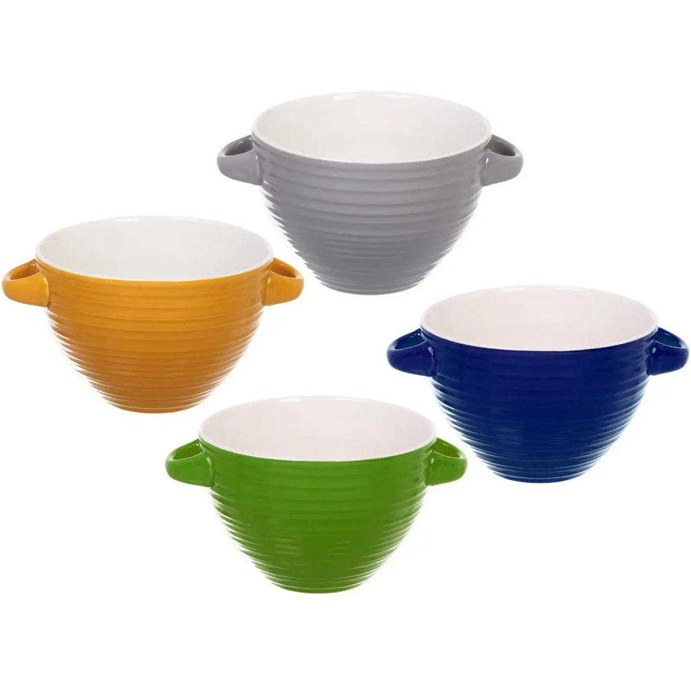 Бульонница керамическая 750мл «Полоски», микс цветов