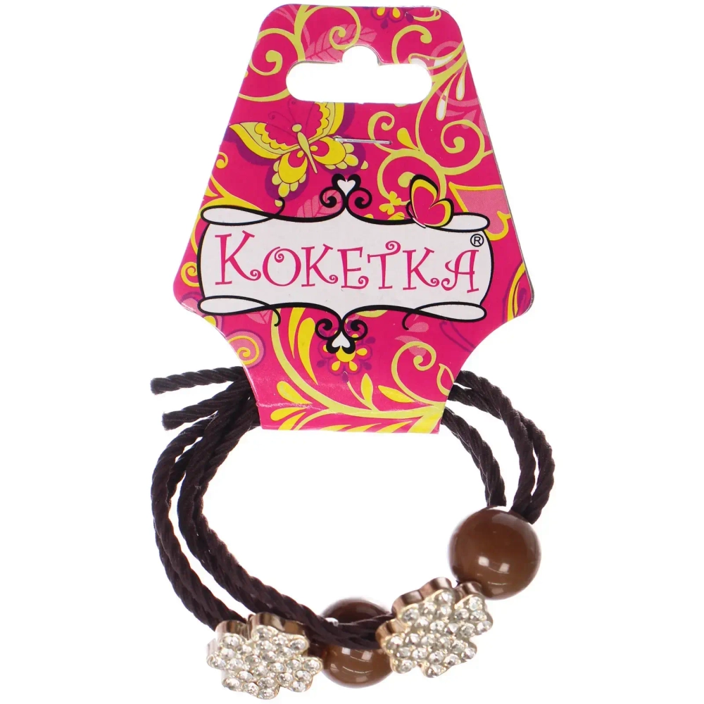 Резинки для волос 2шт «ФАНТЕЭГРО», клевер, цвет черный, молочный и коричневый, d-5.5см (Кокетка)