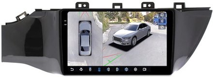 Магнитола для KIA Rio 4, Rio X-Line 2017-2020 (рамка без кнопки) - FarCar BX1160-2M-360 монитор 9.5" 2K QLED на Android 13, 6Гб+128Гб, CarPlay, 4G SIM-слот, 4 камеры в комплекте