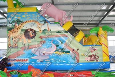 Детский надувной батут-горка "Задорный слонёнок"