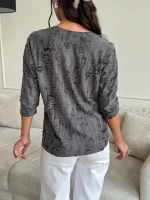 Блузка нарядная трикотажная офисная рукав 3 4