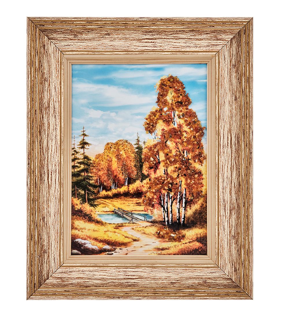 AMB-01/82 Картина «Созвучие природы» (с янтарной крошкой) пласт.рамка 33х42см