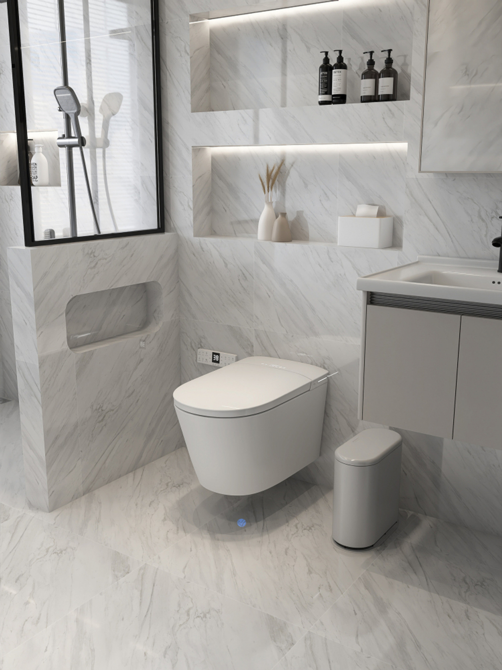 Электронный унитаз-биде ABBER Bequem AC1121S подвесной белый