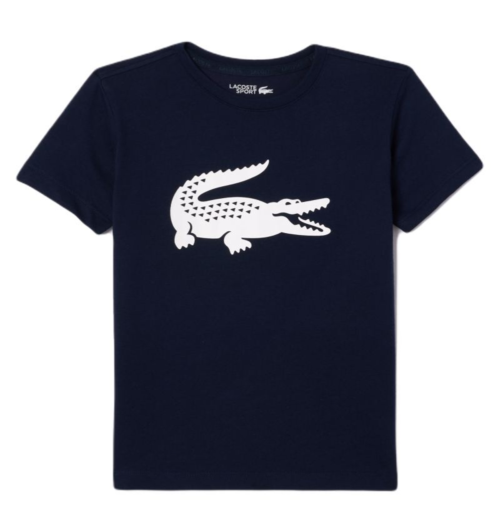 Детская теннисная футболка Lacoste Boys SPORT Tennis Technical Jersey Oversized Croc T-Shirt - navy blue