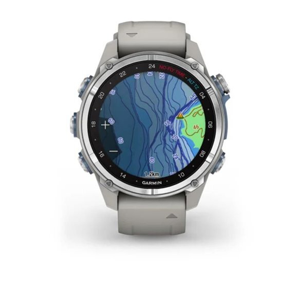 Смарт часы Garmin Descent Mk3 (43 мм) из нержавеющей стали с силиконовым туманно-серым ремешком