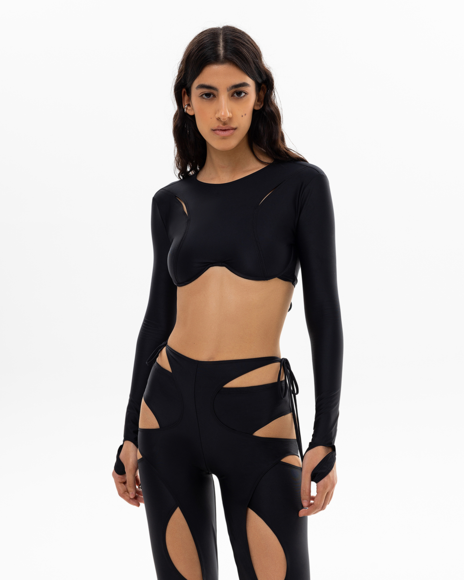 BLACK BUSTIER CROPPED TOP