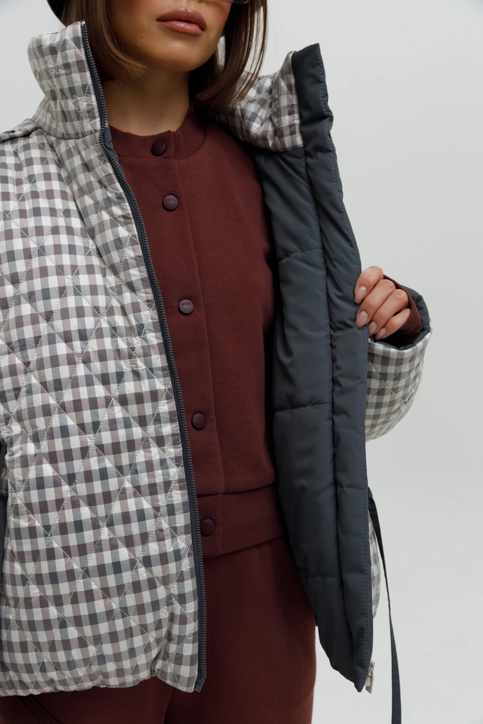 КУРТКА ТИМИ СЕРЫЙ В КЛЕТКУ