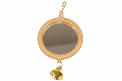 ДАРЭЛЕНД Зеркало для птиц, большое круглое с колокольчиком, бежевое