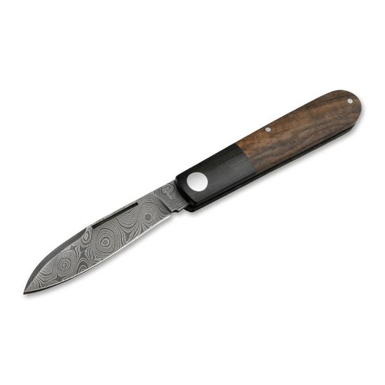 Складной нож Boker 117942DAM Barlow Prime Tirpitz-Damast c клинком из стали Damascus, рукоять дерево (Орех) / микарта