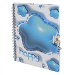 Блокнот в футляре, 18 см * 22 см, гребень, Alingar, мат.ламин, эффект 3D, ручка, замочек, диз. блок, линия, 45 л., "Звездочки", голубой