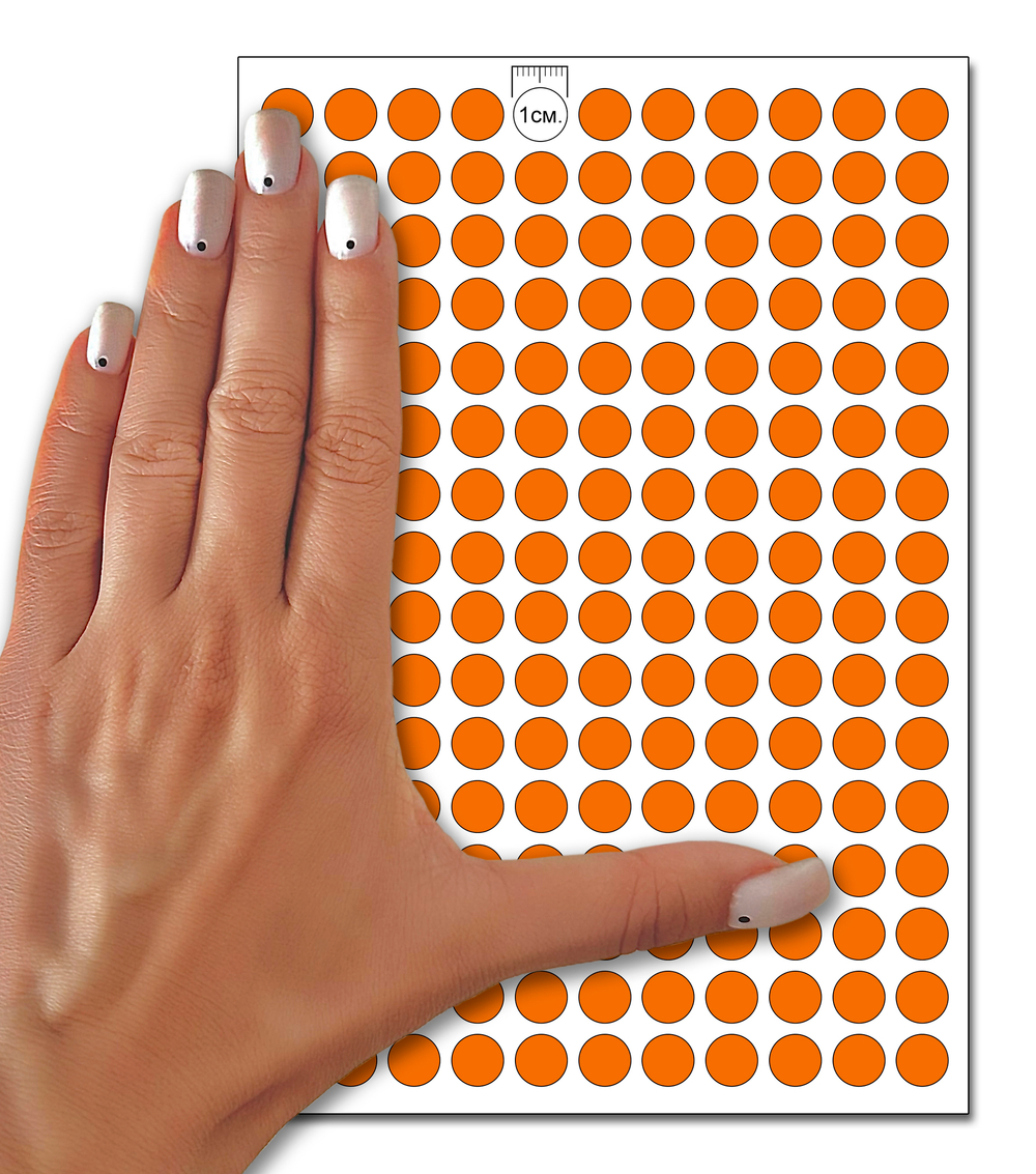 Оранжевые виниловые наклейки для маркировки Policomprint М10, 10 мм.