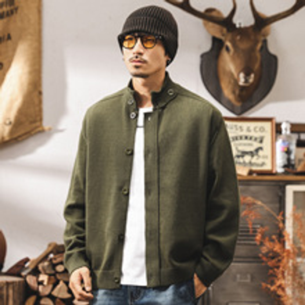 Американский ретро-кардиган из плотной ткани, мужской весенне-осенний новый свободный,полугольф, вязаный жакет для мужчин на осень и зиму