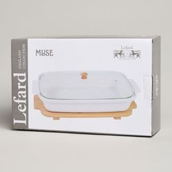 БЛЮДО ДЛЯ ВЫПЕКАНИЯ И СЕРВИРОВКИ LEFARD "MUSE" СО СТЕКЛ.КРЫШКОЙ НА ДЕР.ПОДСТАВКЕ 34,5*21*11СМ 1400МЛ