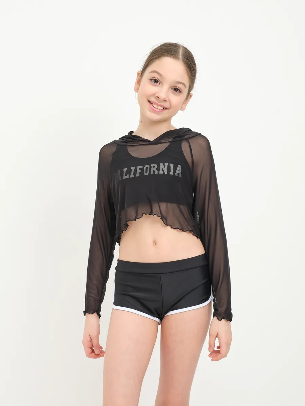 Раздельный купальник спортивный с капюшоном