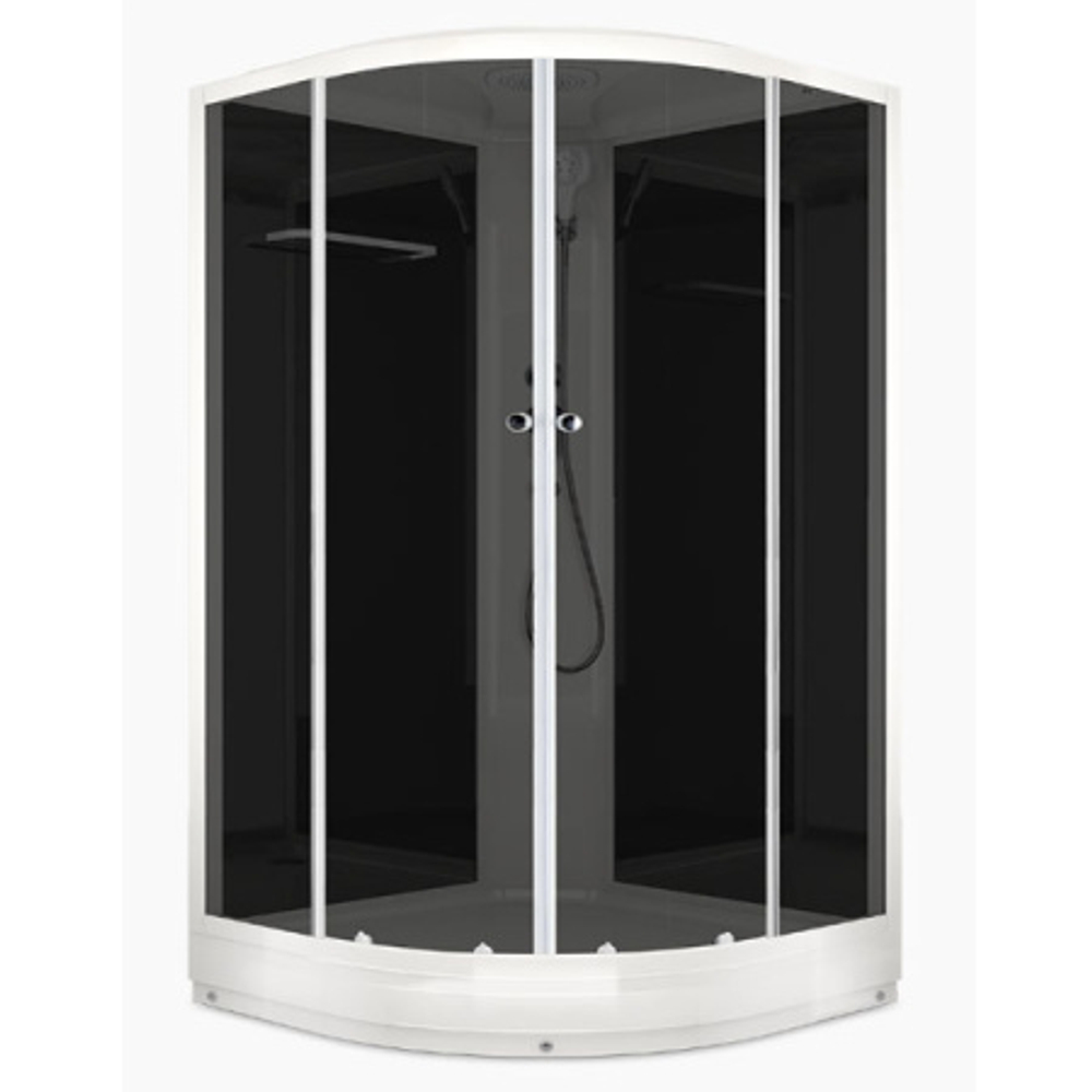 Душевая кабина Domani Spa Delight Slim 110 1000*1000*2180 низкий поддон, тонированное стекло, задняя черная стеклянная панель, без электрики