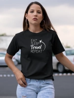 Футболка с надписью Eat sleep travel repeat