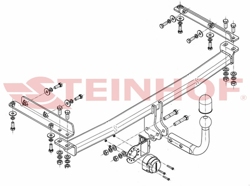 Фаркоп на Nissan Micra K12 хетчбек 3/5 дверей, кроме Cabrio 2003-2010 (паспорт и сертификат в комплекте)(без электрики) Steinhof.N-057