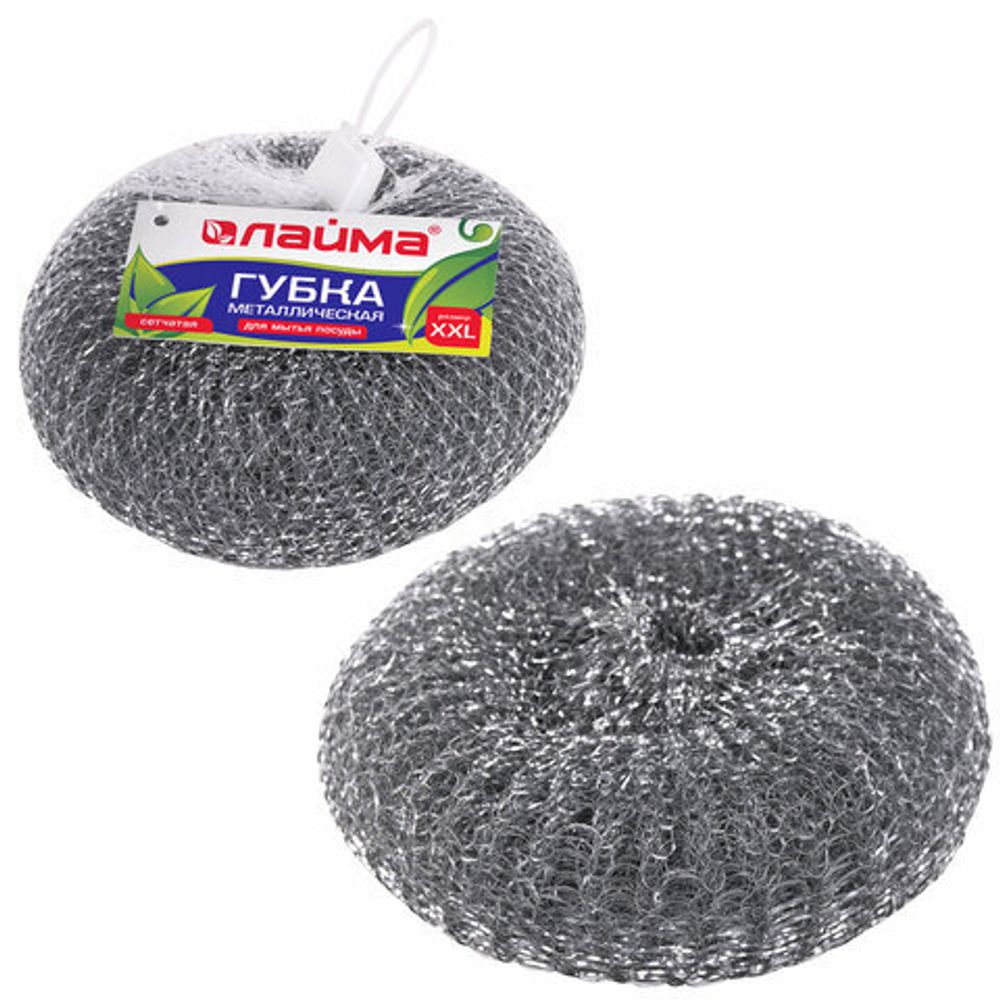 Губка металлическая, сетчатая,БОЛЬШАЯ (XXL), для посуды, LAIMA, 603106